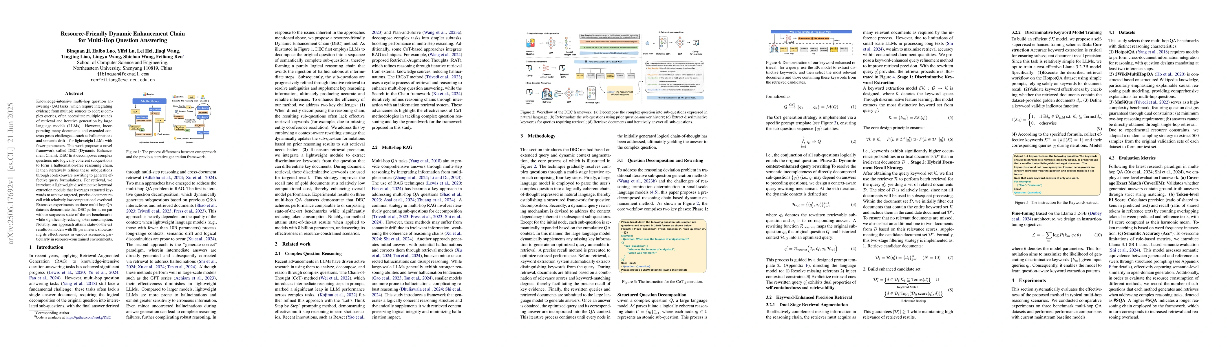 Thumbnail for Resource-Friendly Dynamic Enhancement Chain for Multi-Hop Question
  Answering