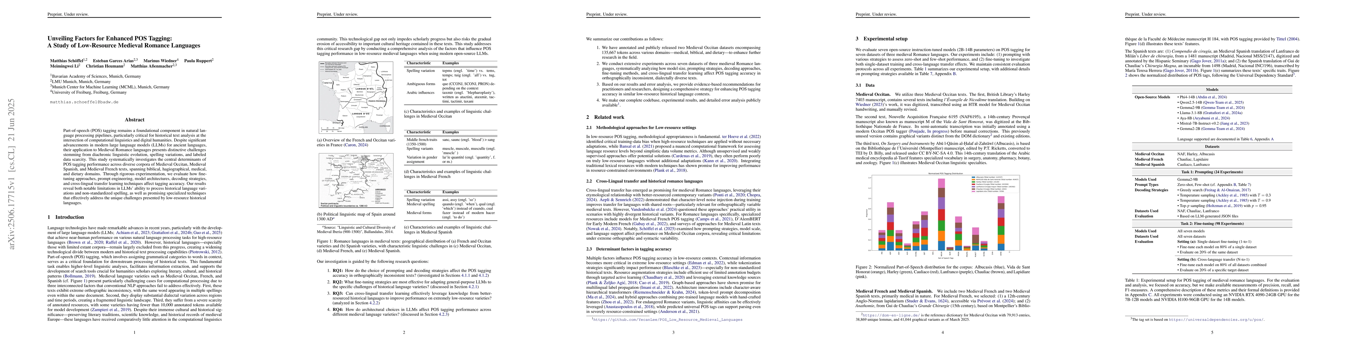 Thumbnail for Unveiling Factors for Enhanced POS Tagging: A Study of Low-Resource
  Medieval Romance Languages