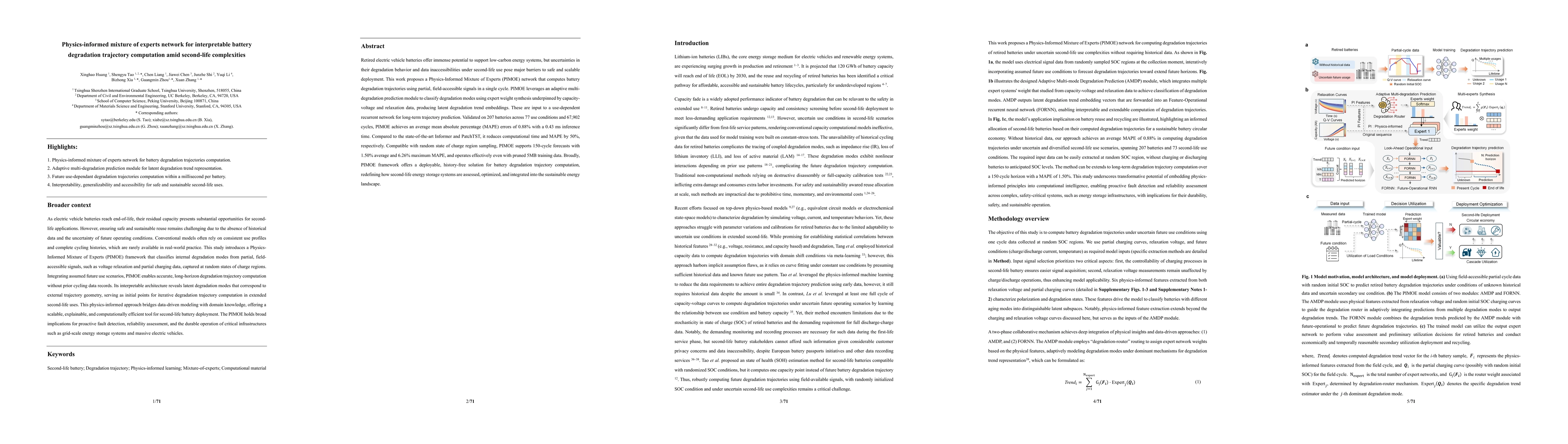 Thumbnail for Physics-informed mixture of experts network for interpretable battery
  degradation trajectory computation amid second-life complexities