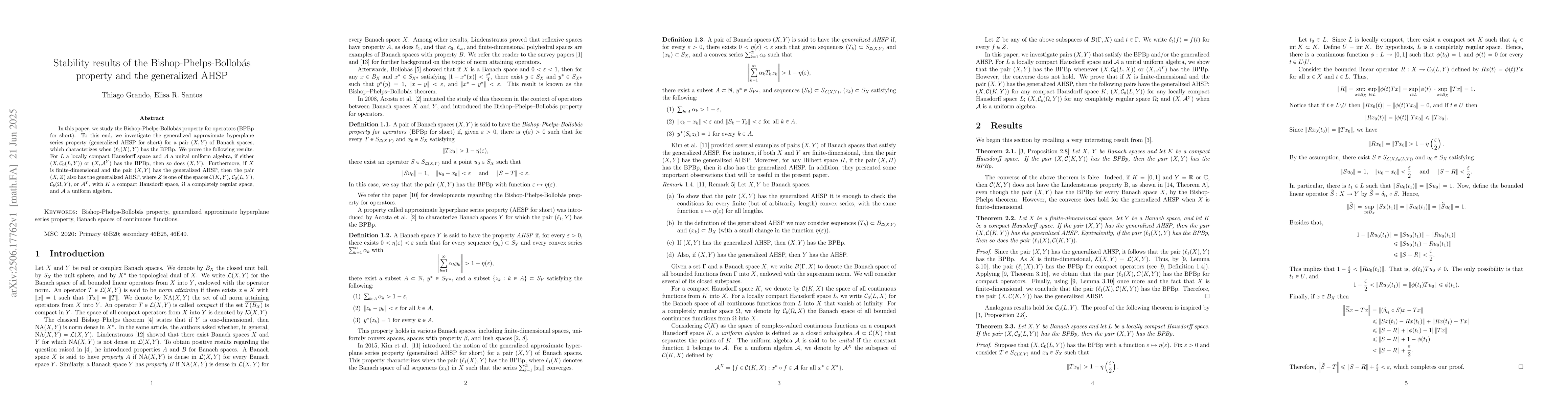 Thumbnail for Stability results of the Bishop-Phelps-Bollobás property and the
  generalized AHSP
