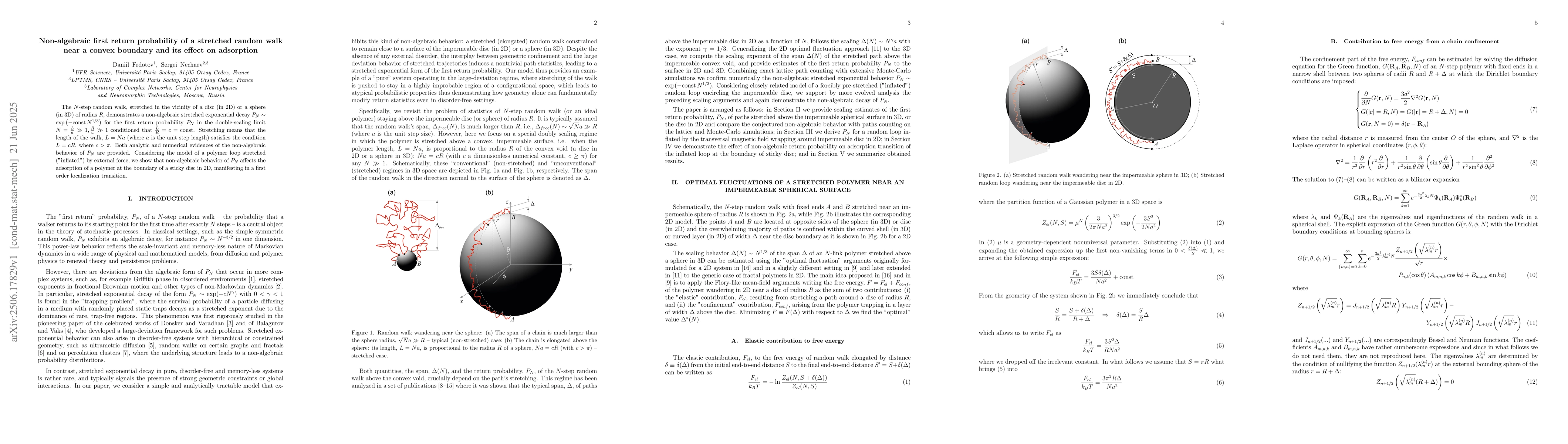 Thumbnail for Non-algebraic first return probability of a stretched random walk near a
  convex boundary and its effect on adsorption