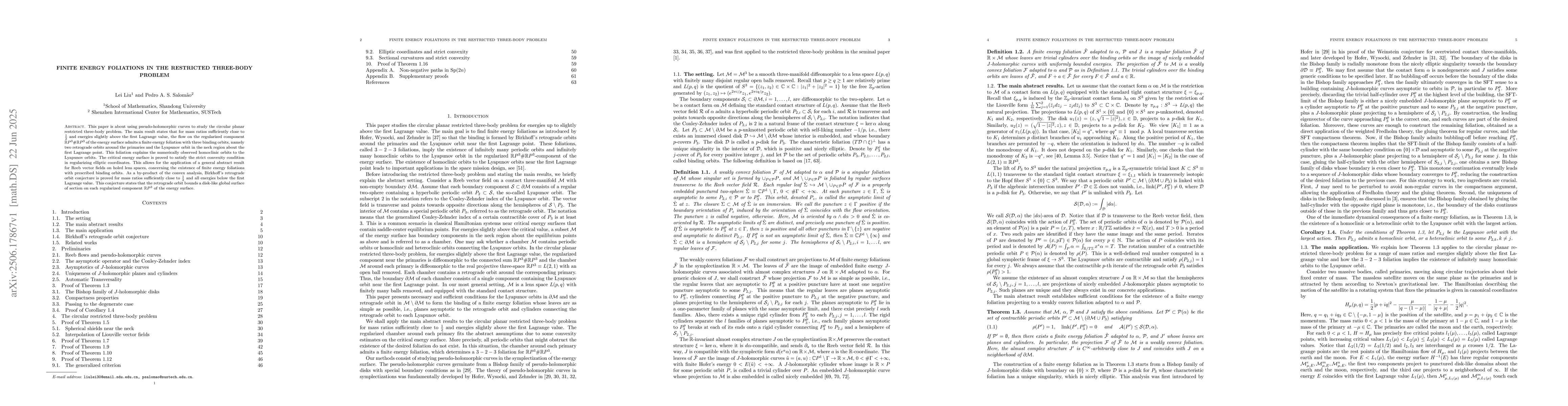 Thumbnail for Finite energy foliations in the restricted three-body problem