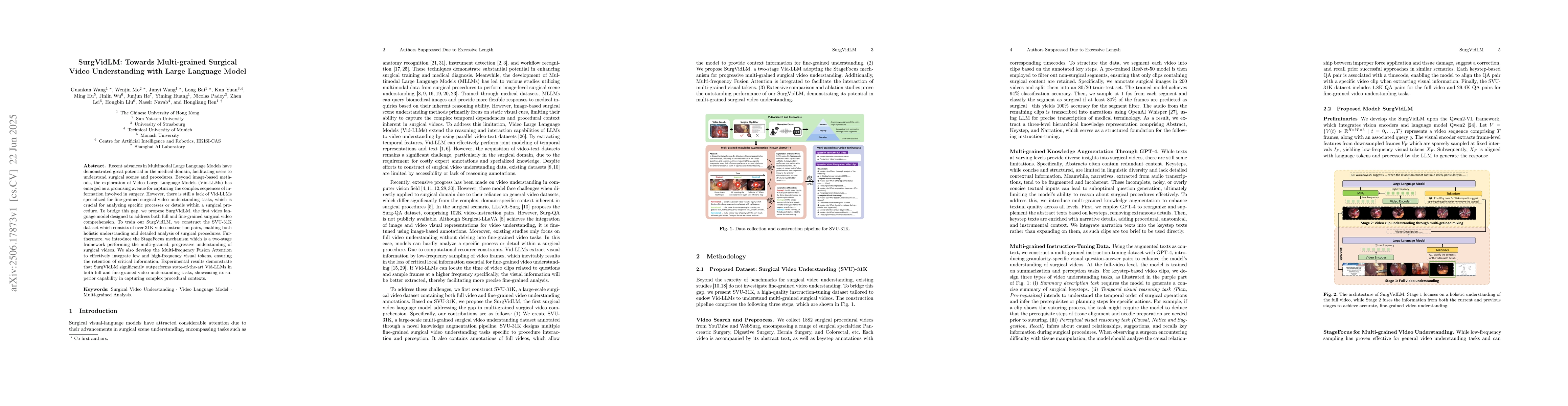 Thumbnail for SurgVidLM: Towards Multi-grained Surgical Video Understanding with Large
  Language Model