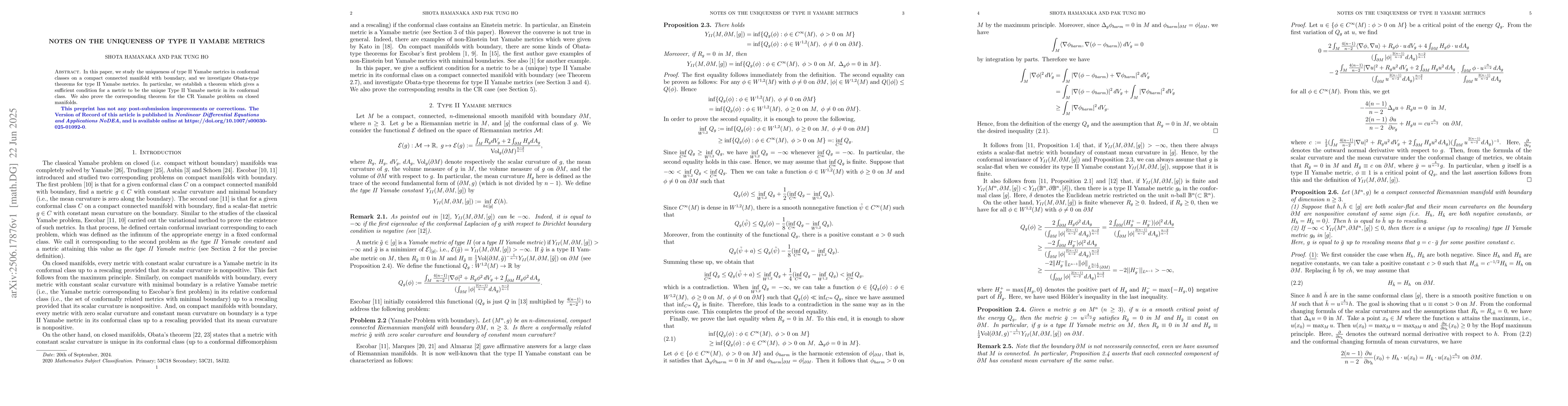 Thumbnail for Notes on the uniqueness of Type II Yamabe metrics