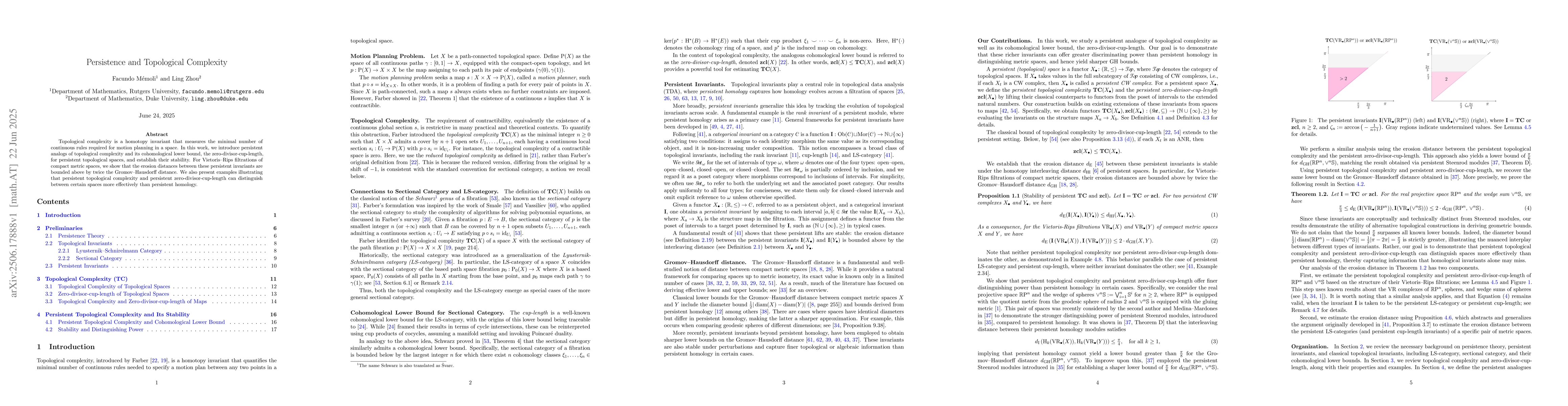 Thumbnail for Persistence and Topological Complexity