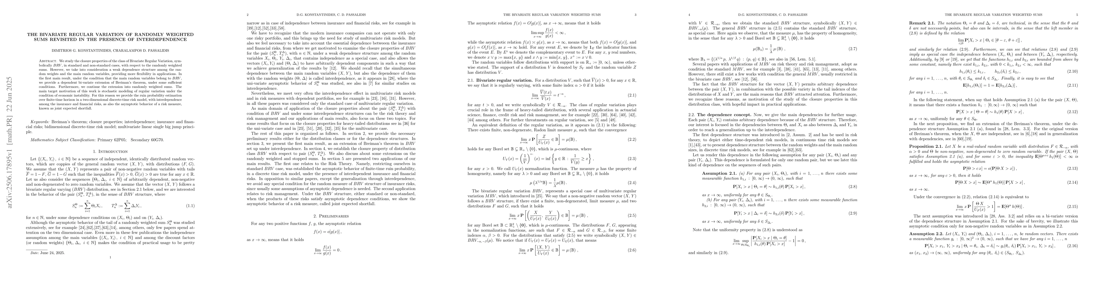 Thumbnail for The Bivariate regular variation of randomly weighted sums revisited in
  the presence of interdependence
