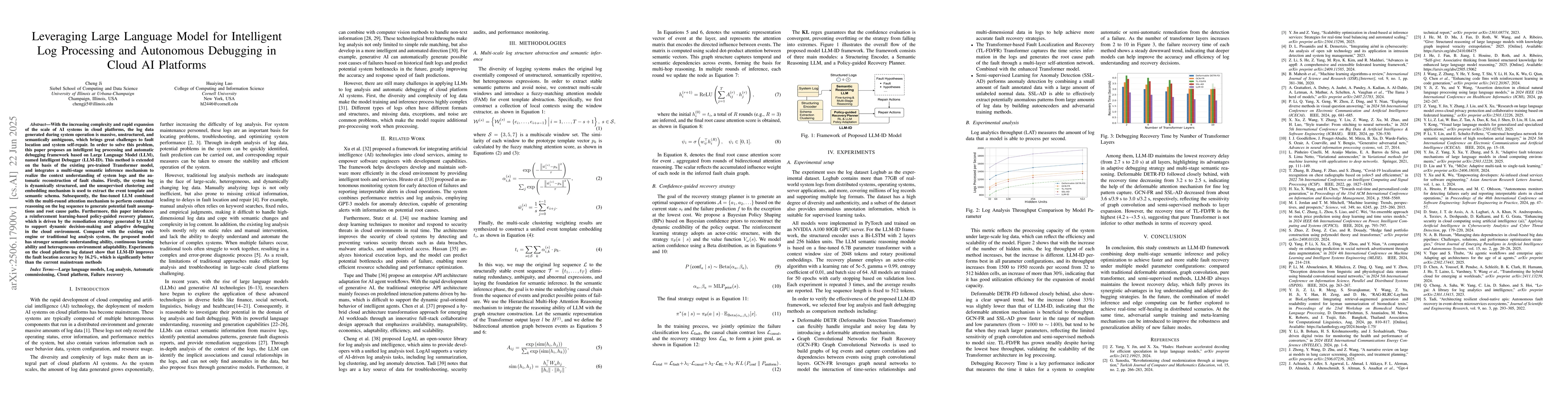 Thumbnail for Leveraging Large Language Model for Intelligent Log Processing and
  Autonomous Debugging in Cloud AI Platforms