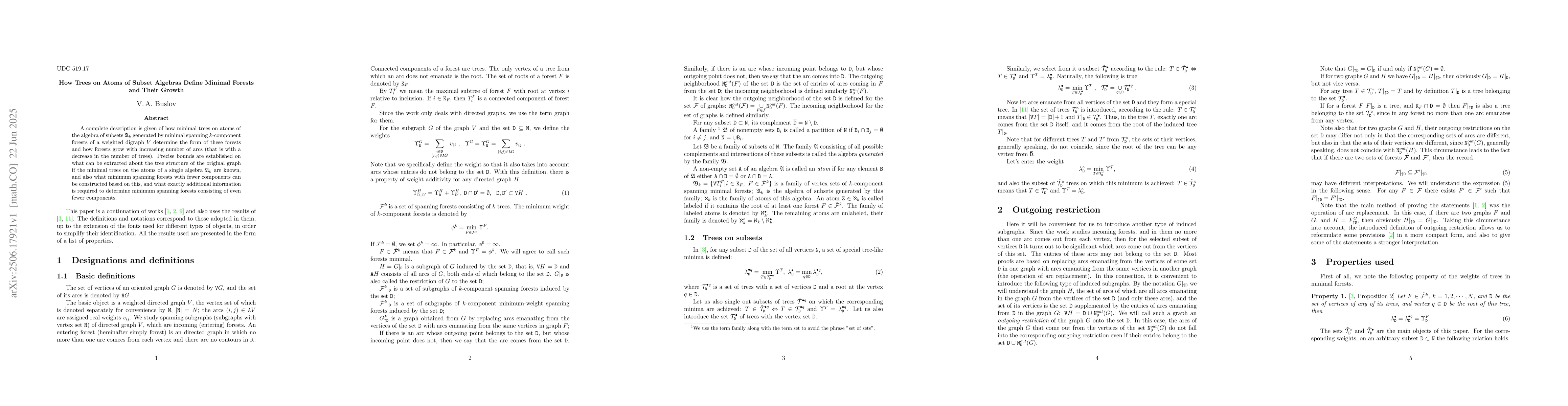 Thumbnail for How Trees on Atoms of Subset Algebras Define Minimal Forests and Their
  Growth