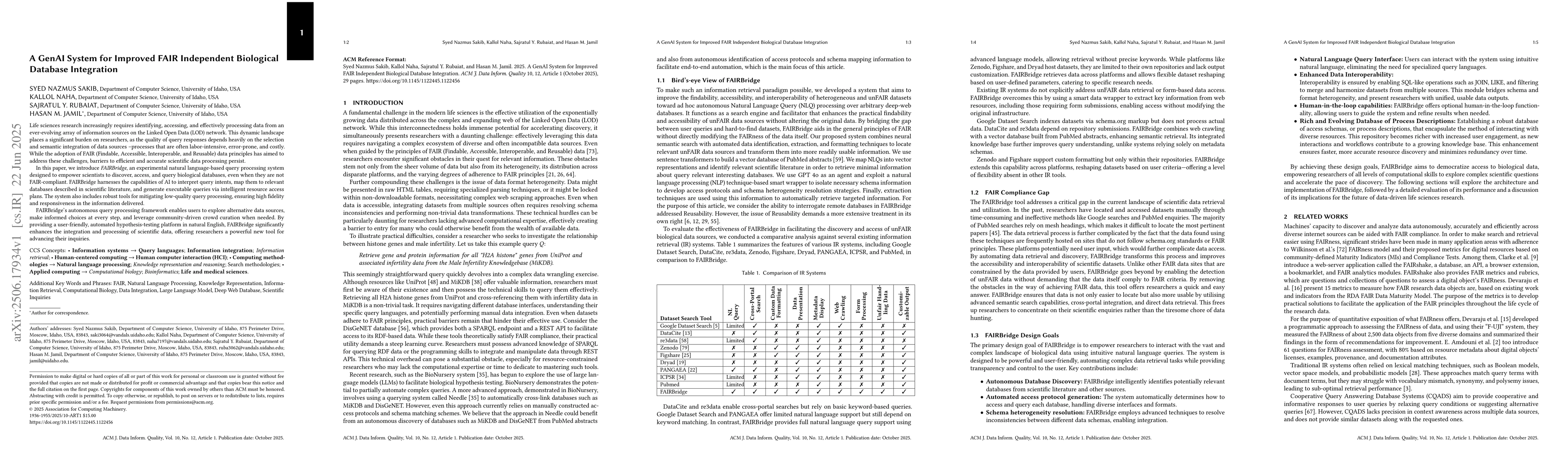 Thumbnail for A GenAI System for Improved FAIR Independent Biological Database
  Integration