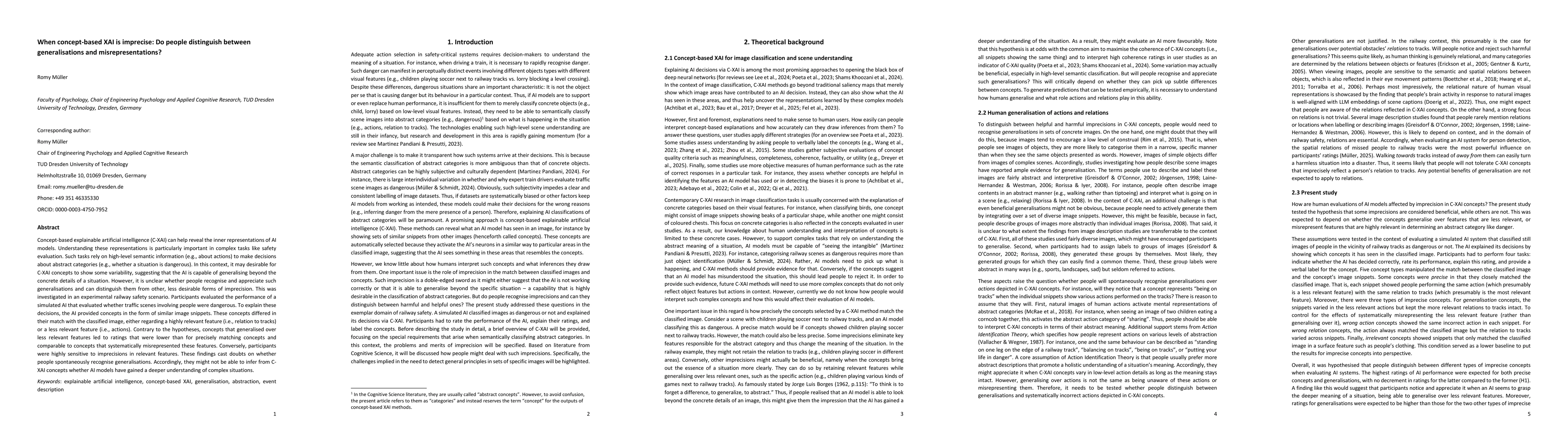 Thumbnail for When concept-based XAI is imprecise: Do people distinguish between
  generalisations and misrepresentations?