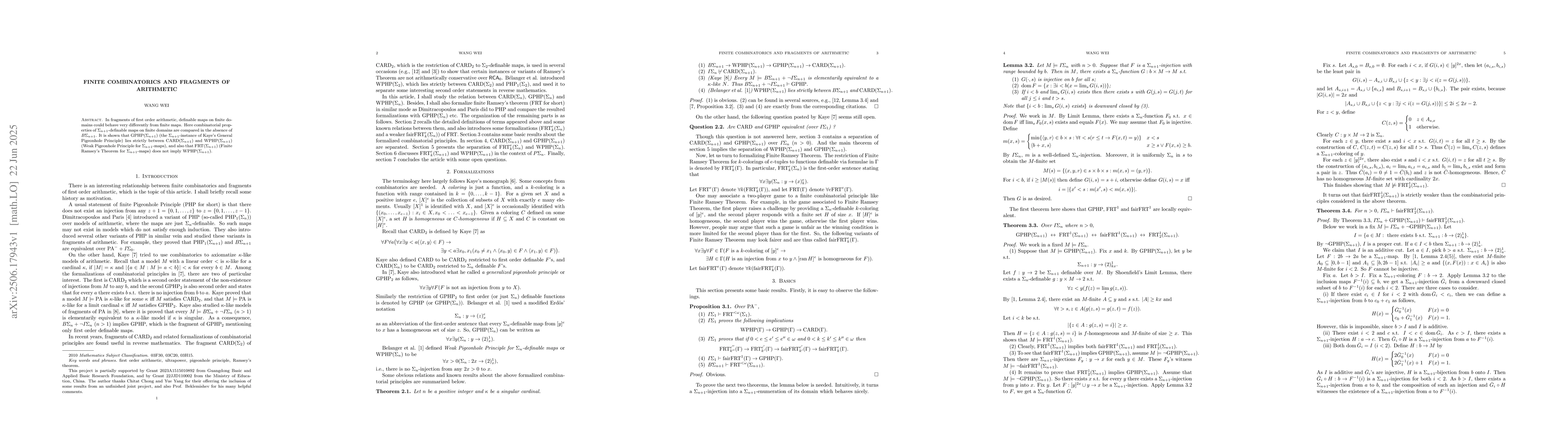 Thumbnail for Finite Combinatorics and Fragments of Arithmetic