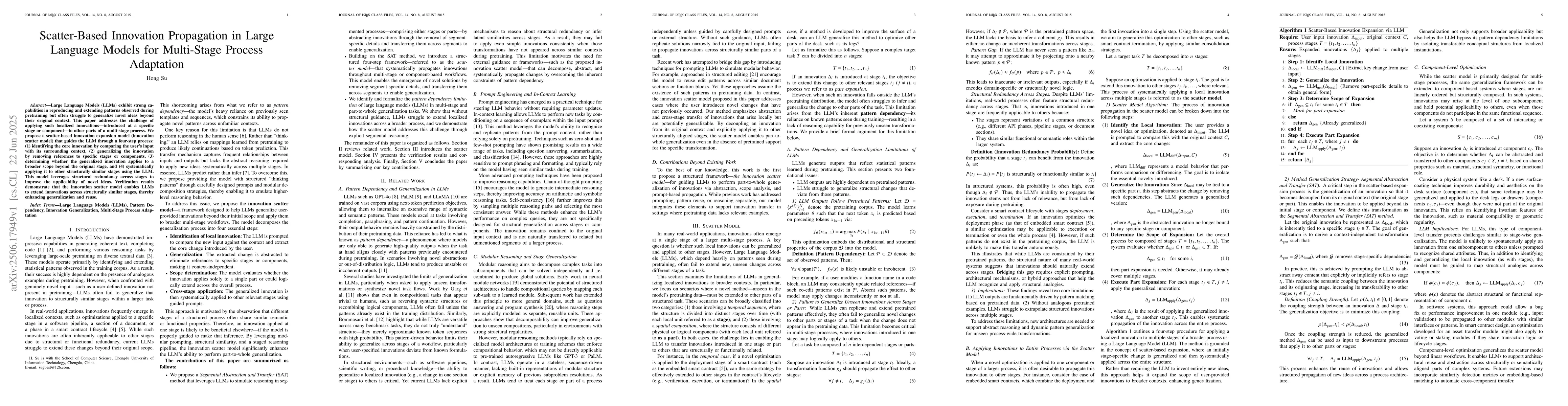 Thumbnail for Scatter-Based Innovation Propagation in Large Language Models for
  Multi-Stage Process Adaptation