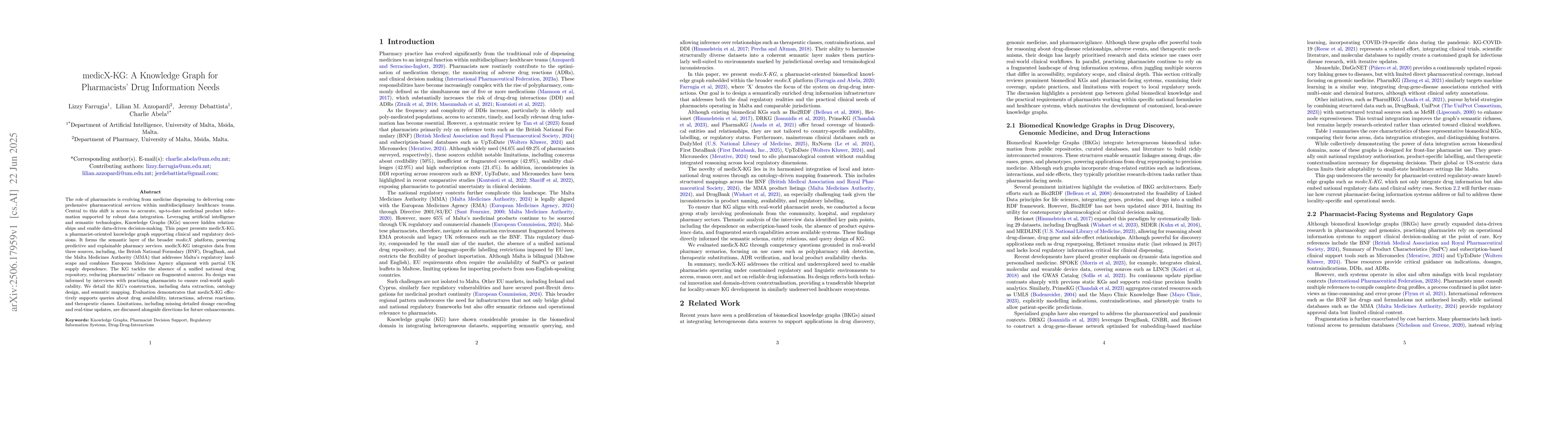 Thumbnail for medicX-KG: A Knowledge Graph for Pharmacists' Drug Information Needs