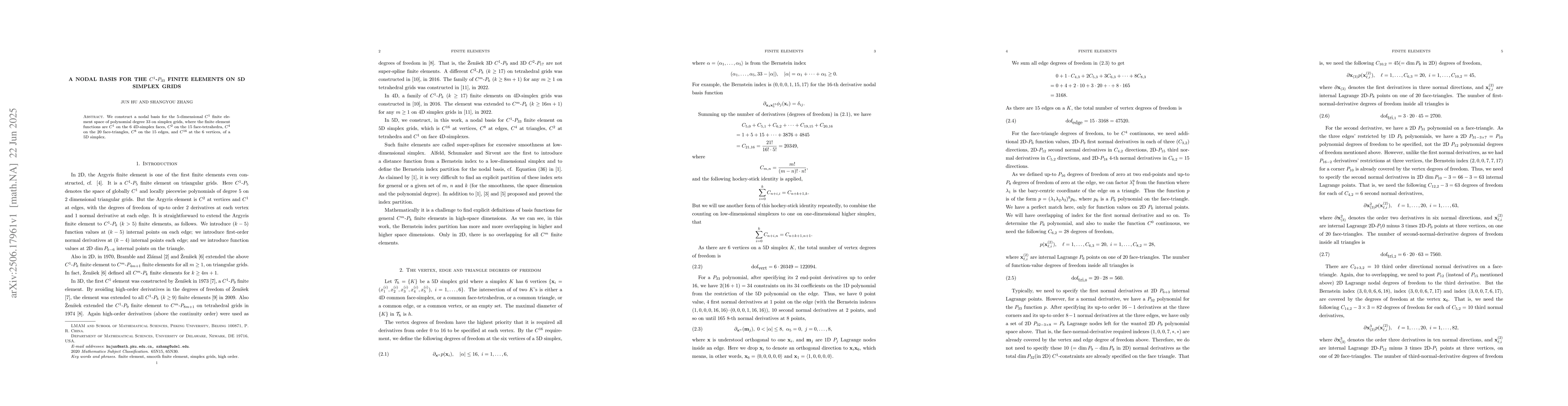Thumbnail for A nodal basis for the $C^1$-$P_{33}$ finite elements on 5D simplex grids