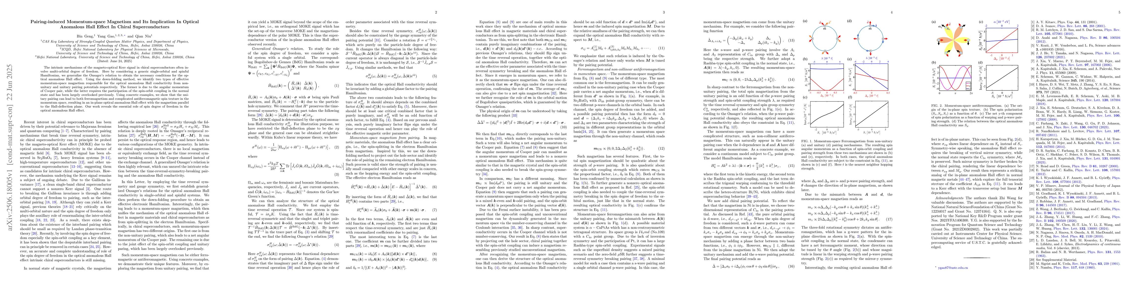 Thumbnail for Pairing-induced Momentum-space Magnetism and Its Implication In Optical
  Anomalous Hall Effect In Chiral Superconductors