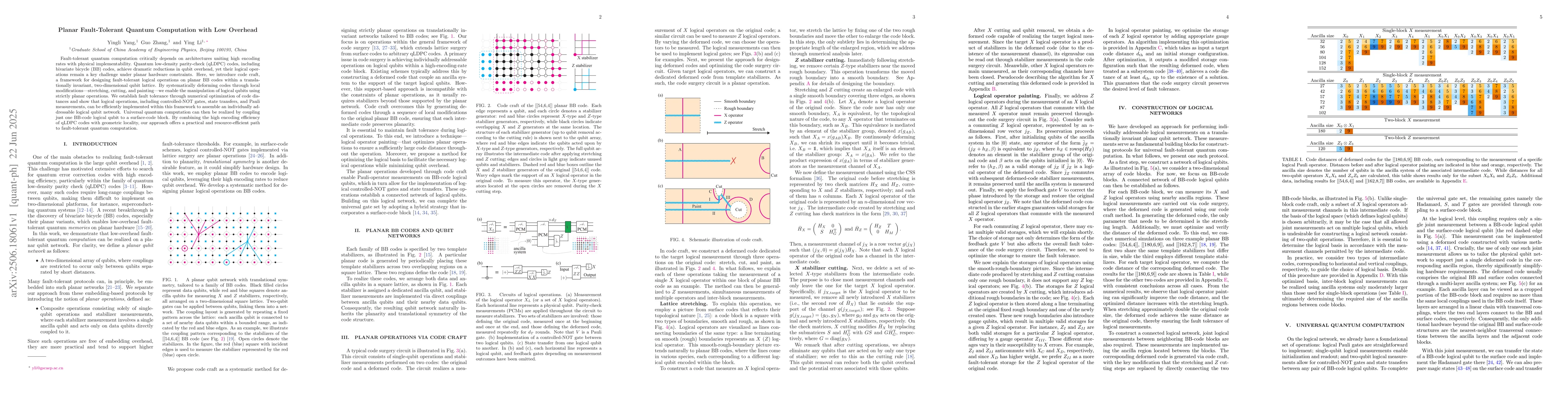 Thumbnail for Planar Fault-Tolerant Quantum Computation with Low Overhead