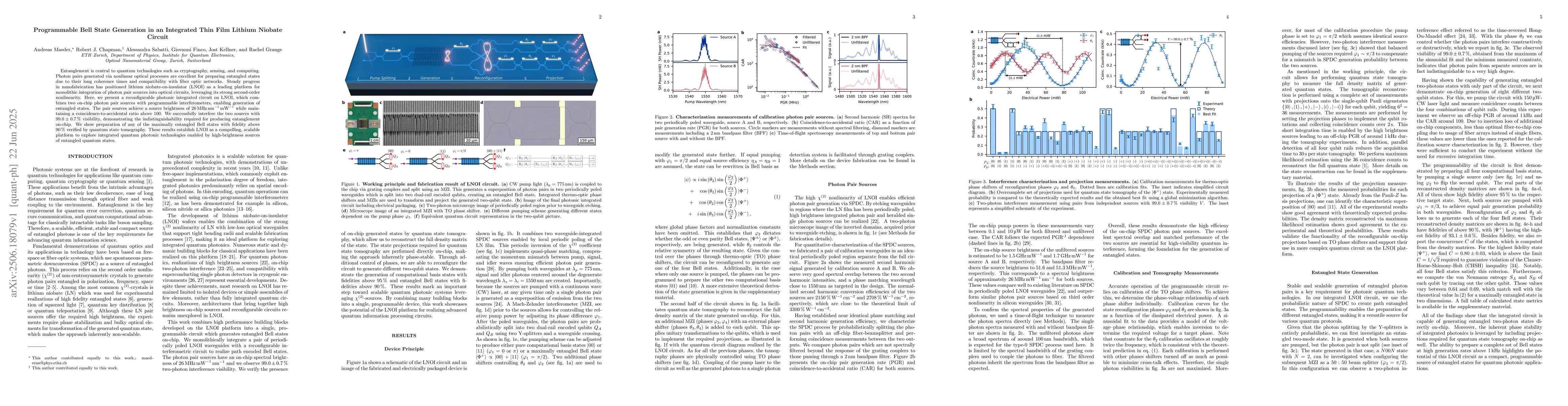 Thumbnail for Programmable Bell State Generation in an Integrated Thin Film Lithium
  Niobate Circuit