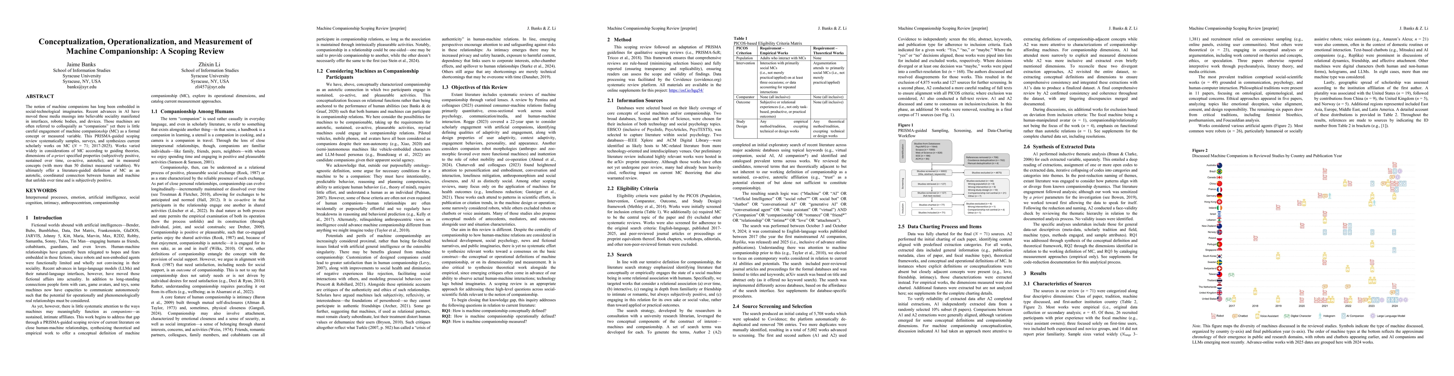 Thumbnail for Conceptualization, Operationalization, and Measurement of Machine
  Companionship: A Scoping Review