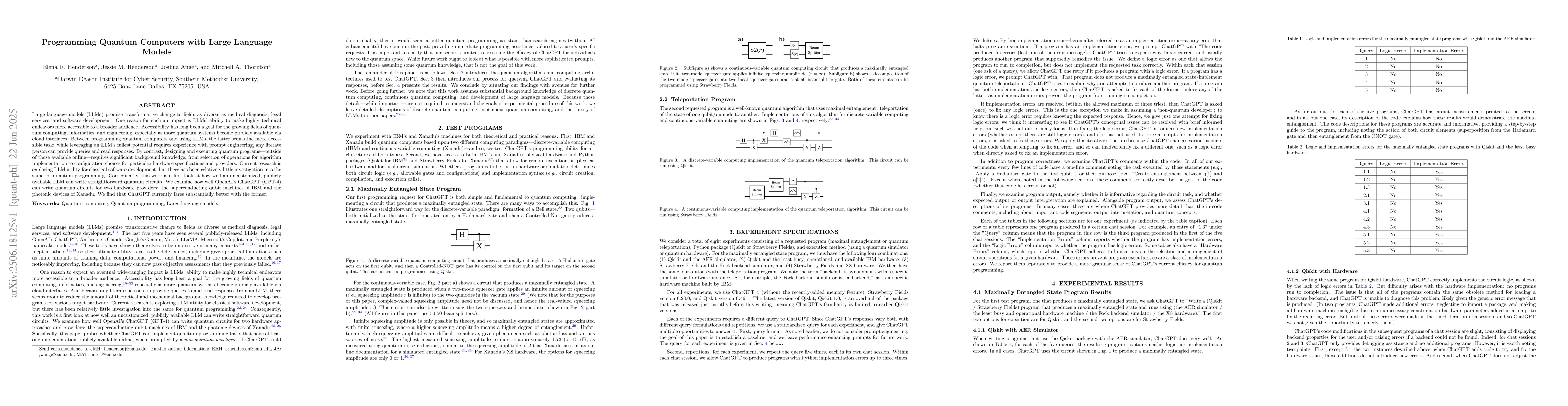 Thumbnail for Programming Quantum Computers with Large Language Models