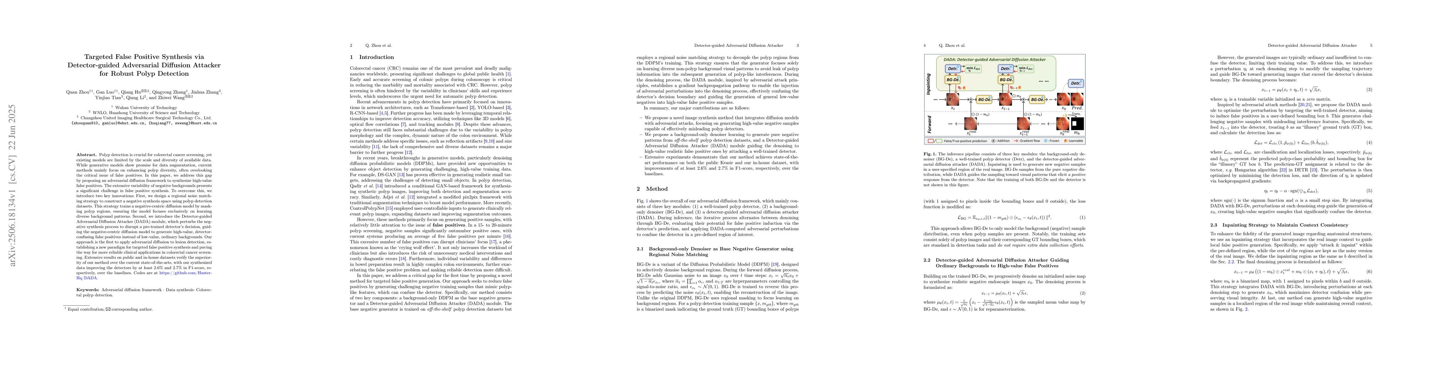 Thumbnail for Targeted False Positive Synthesis via Detector-guided Adversarial
  Diffusion Attacker for Robust Polyp Detection