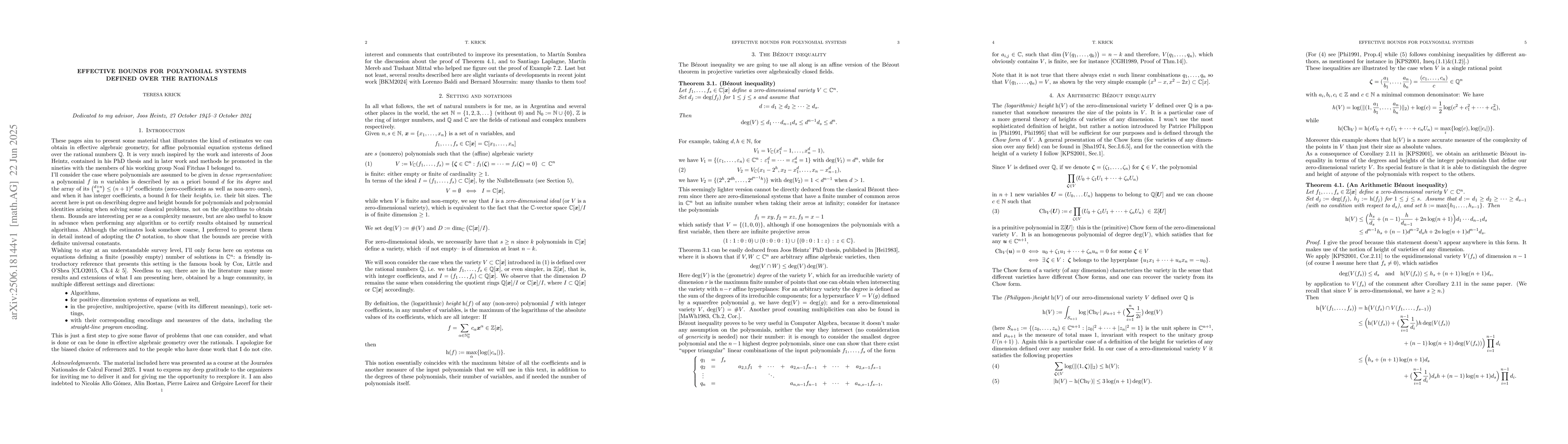 Thumbnail for Effective bounds for polynomial systems defined over the rationals