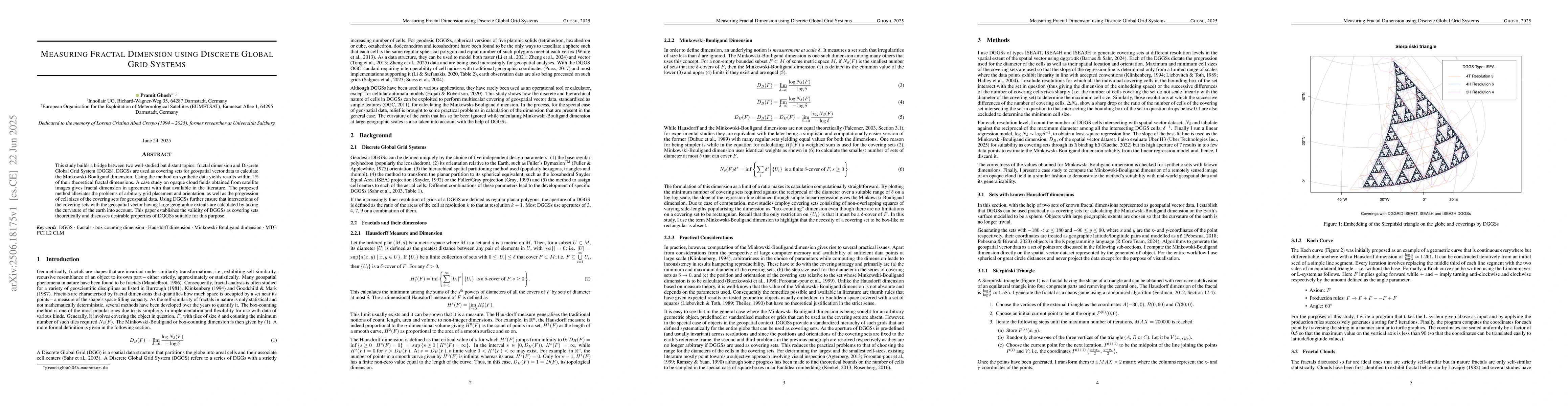Thumbnail for Measuring Fractal Dimension using Discrete Global Grid Systems