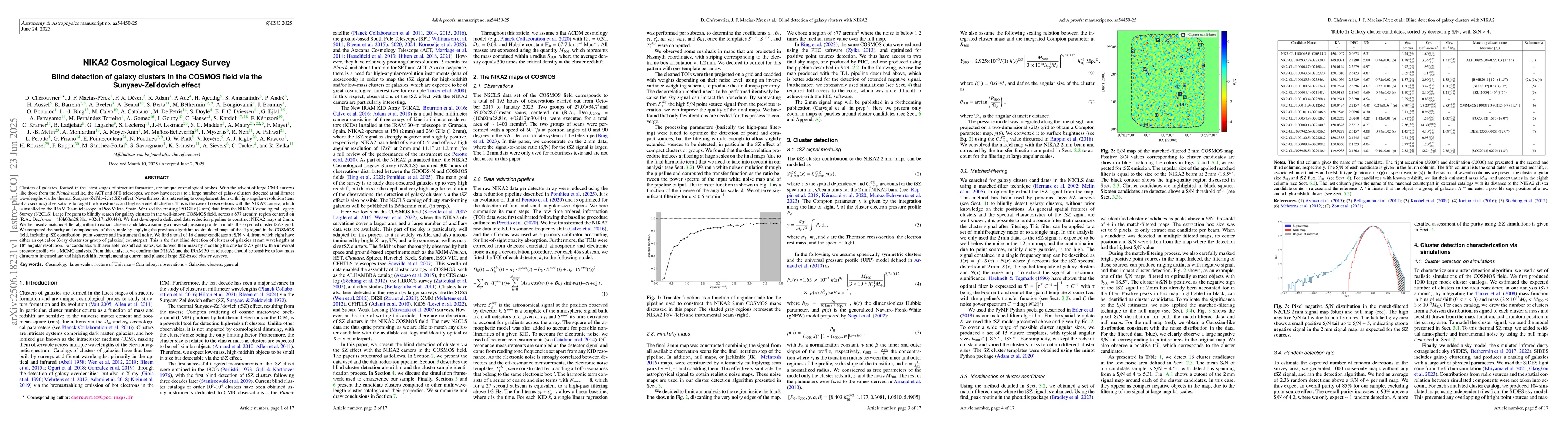 Thumbnail for NIKA2 Cosmological Legacy Survey: Blind detection of galaxy clusters in
  the COSMOS field via the Sunyaev-Zel'dovich effect