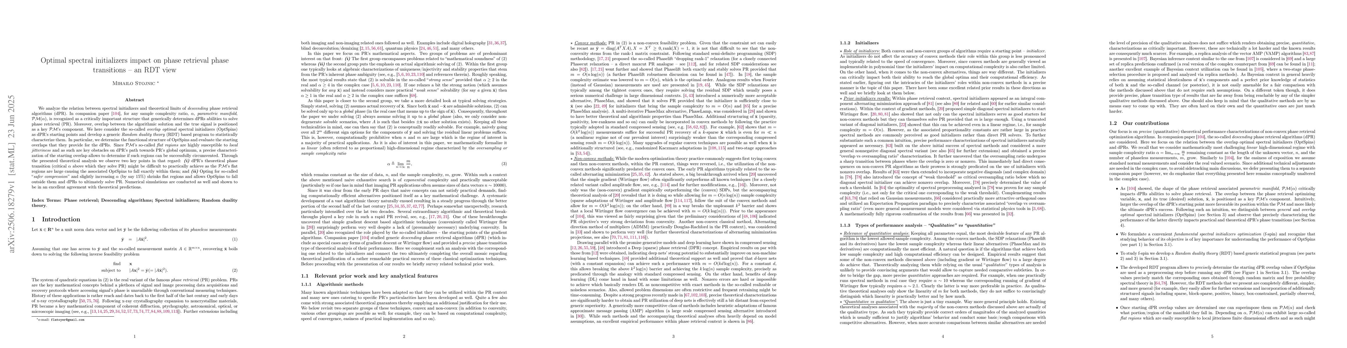 Thumbnail for Optimal spectral initializers impact on phase retrieval phase
  transitions -- an RDT view