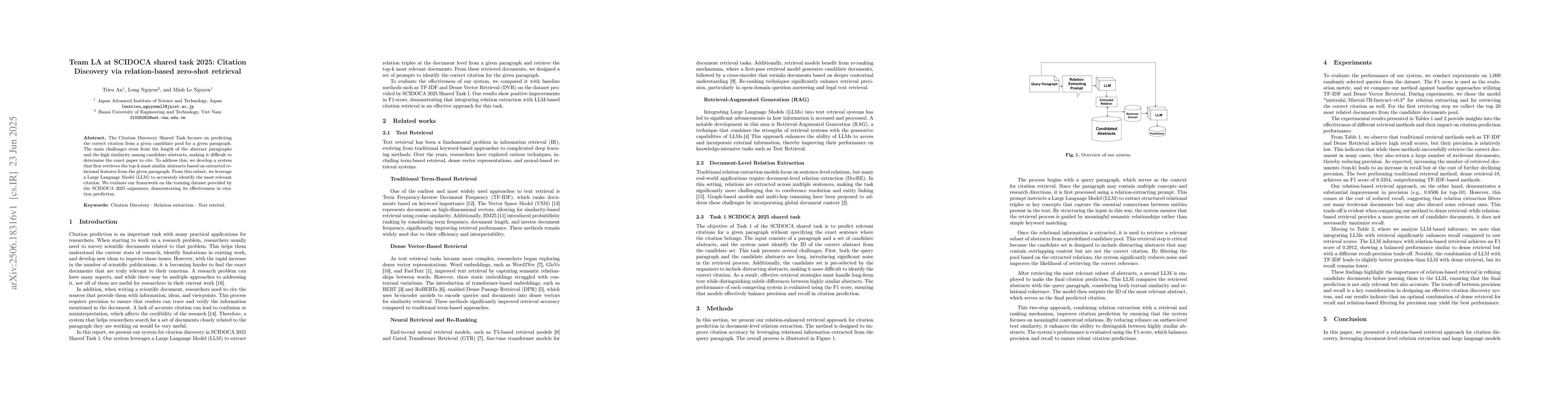 Thumbnail for Team LA at SCIDOCA shared task 2025: Citation Discovery via
  relation-based zero-shot retrieval