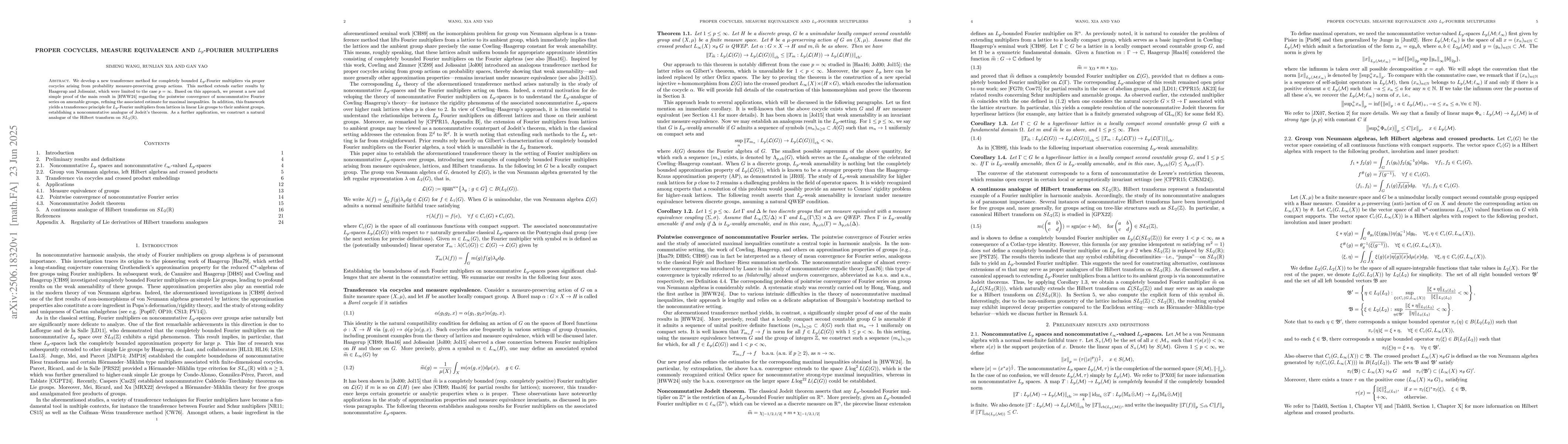 Thumbnail for Proper cocycles, measure equivalence and $L_p$-Fourier multipliers