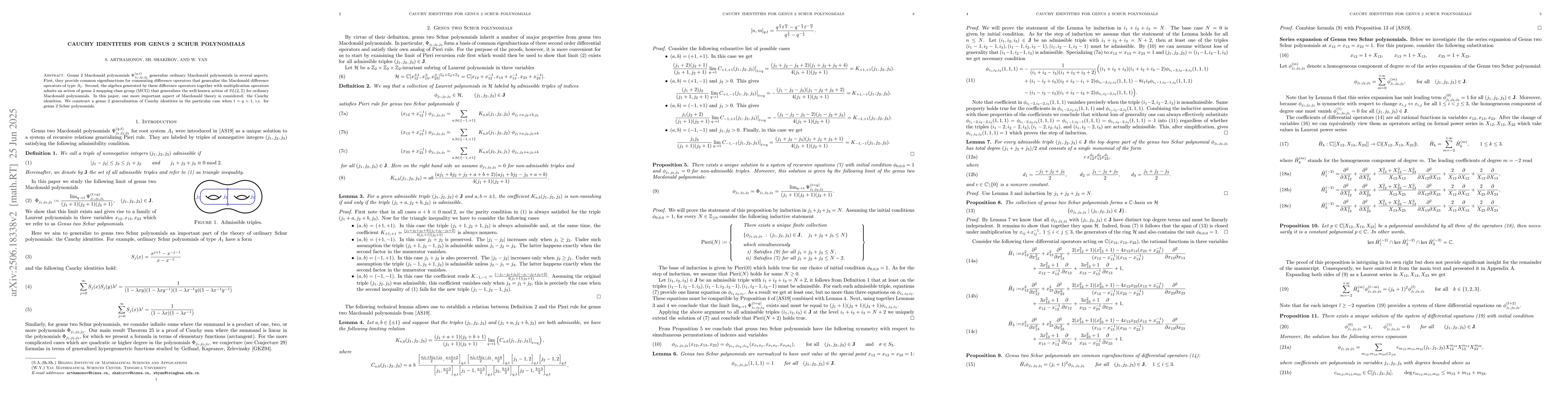 Thumbnail for Cauchy identities for genus 2 Schur polynomials