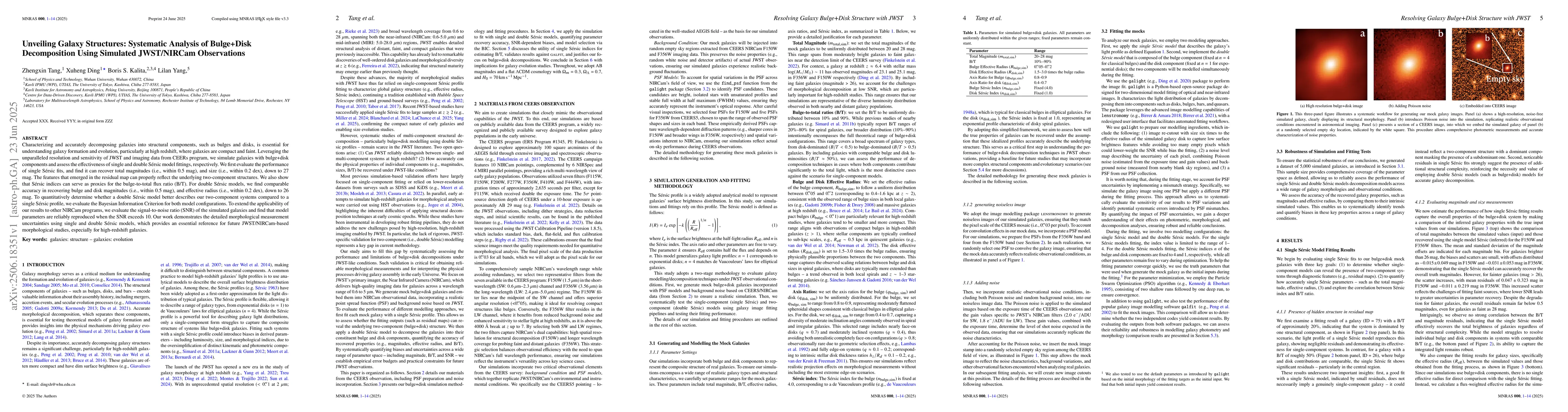 Thumbnail for Unveiling Galaxy Structures: Systematic Analysis of Bulge+Disk
  Decomposition Using Simulated JWST/NIRCam Observations