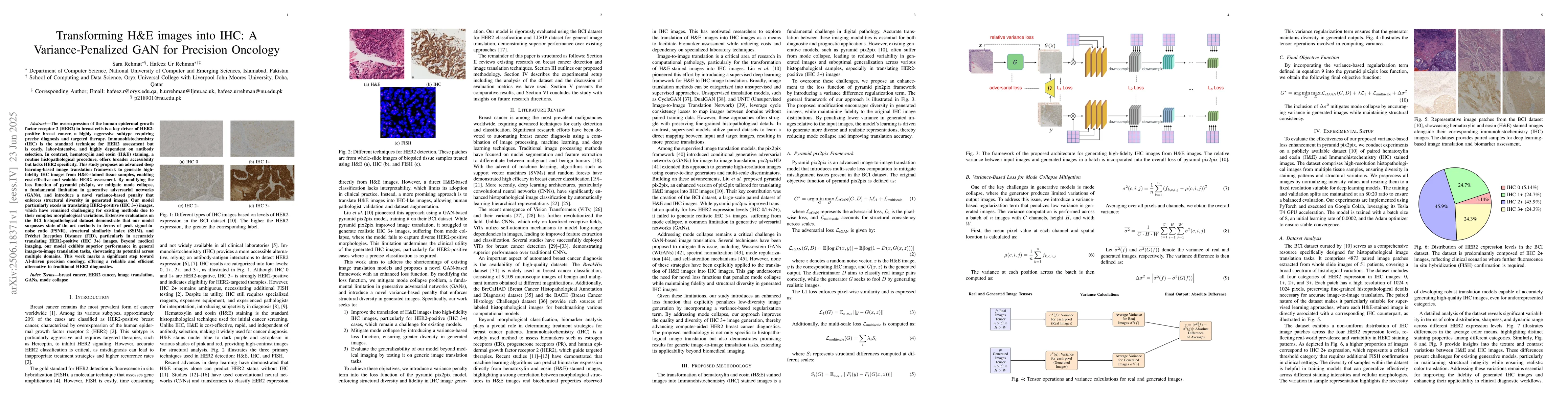 Thumbnail for Transforming H&E images into IHC: A Variance-Penalized GAN for Precision
  Oncology