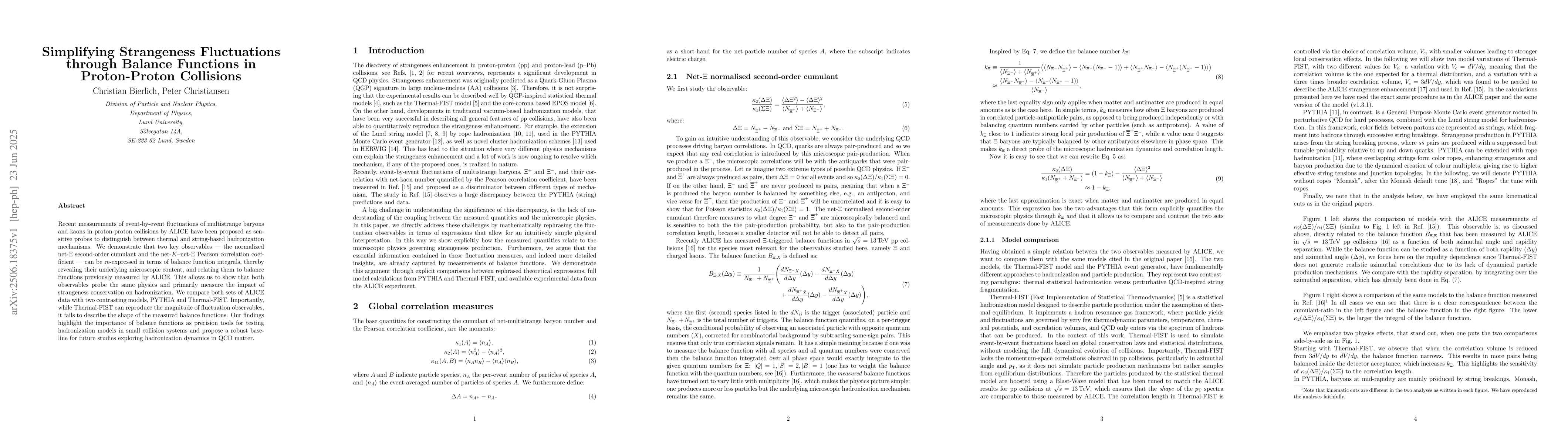Thumbnail for Simplifying Strangeness Fluctuations through Balance Functions in
  Proton-Proton Collisions