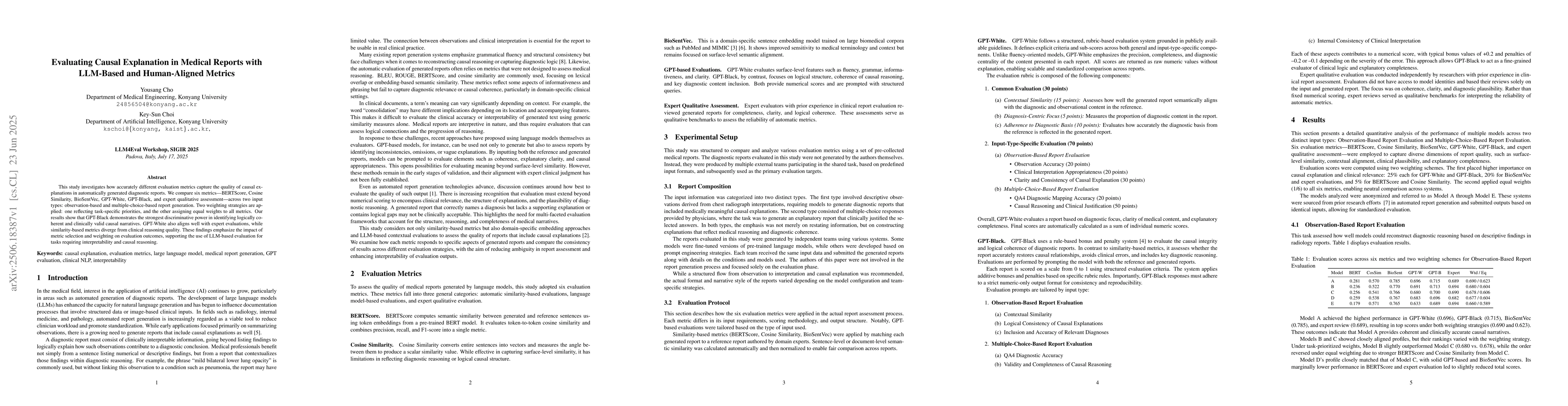 Thumbnail for Evaluating Causal Explanation in Medical Reports with LLM-Based and
  Human-Aligned Metrics
