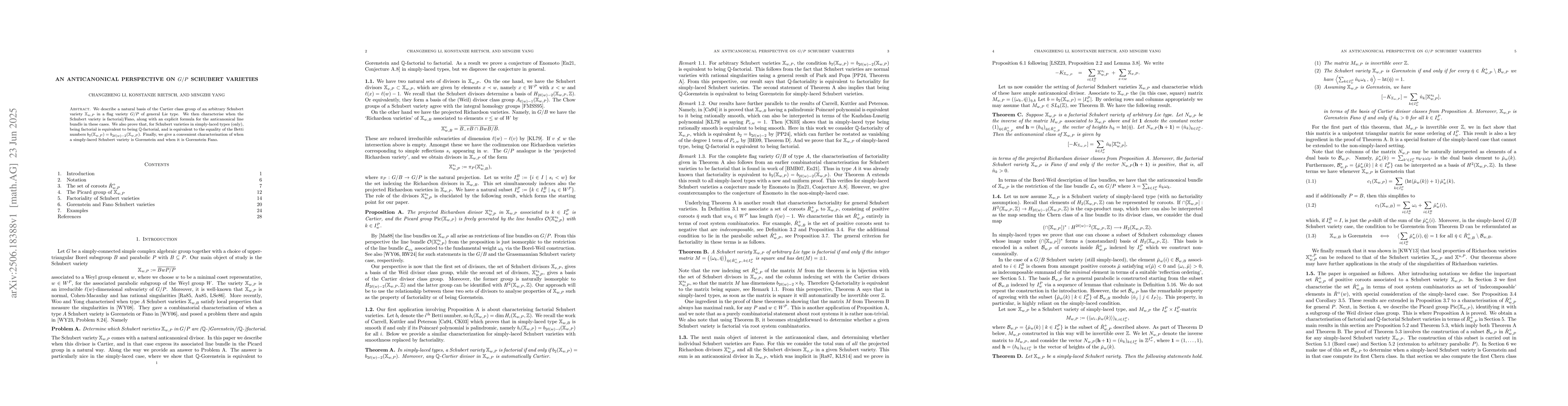 Thumbnail for An anticanonical perspective on G/P Schubert varieties
