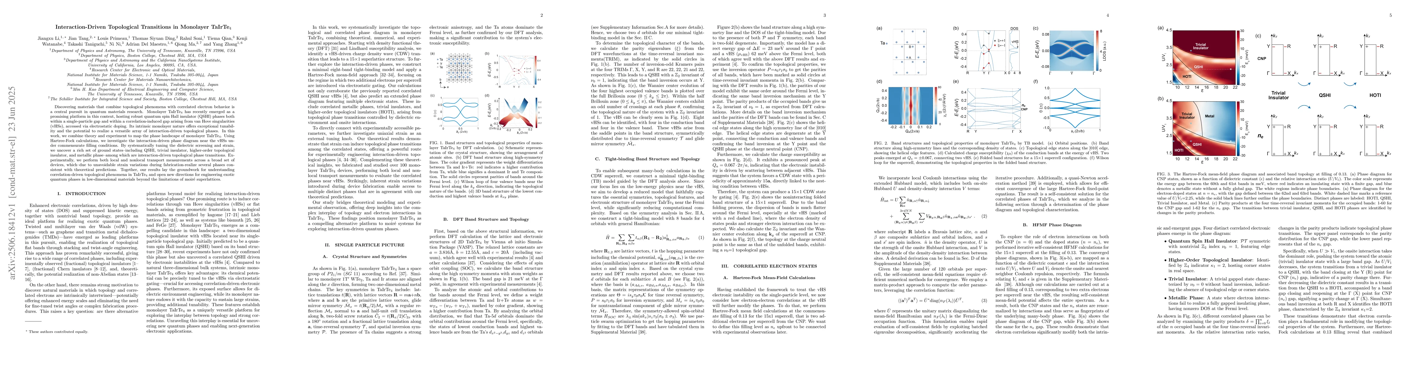 Thumbnail for Interaction-Driven Topological Transitions in Monolayer TaIrTe$_4$