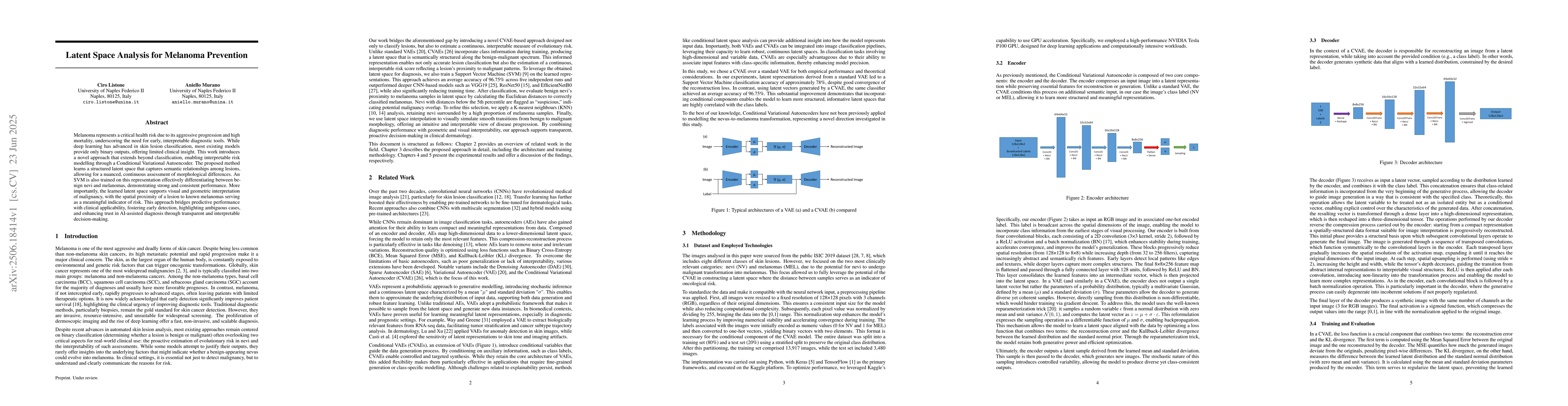 Thumbnail for Latent Space Analysis for Melanoma Prevention