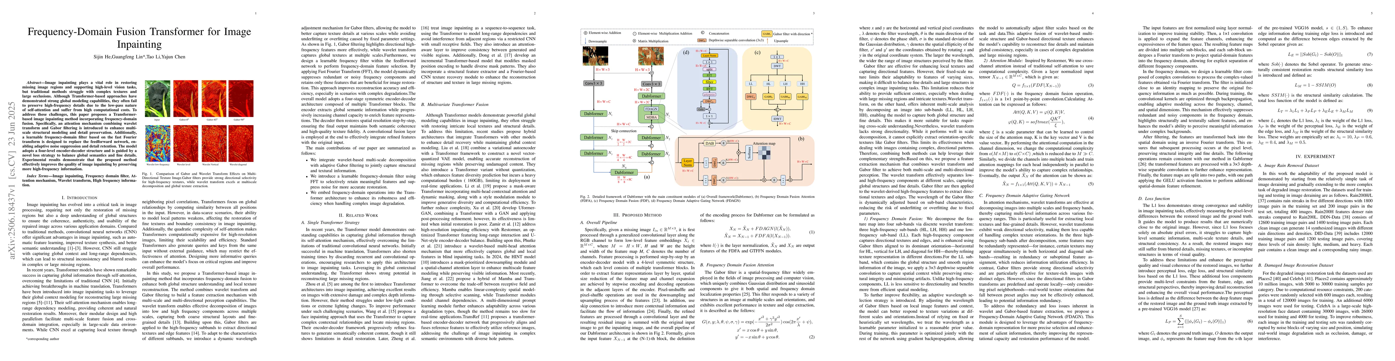 Thumbnail for Frequency-Domain Fusion Transformer for Image Inpainting
