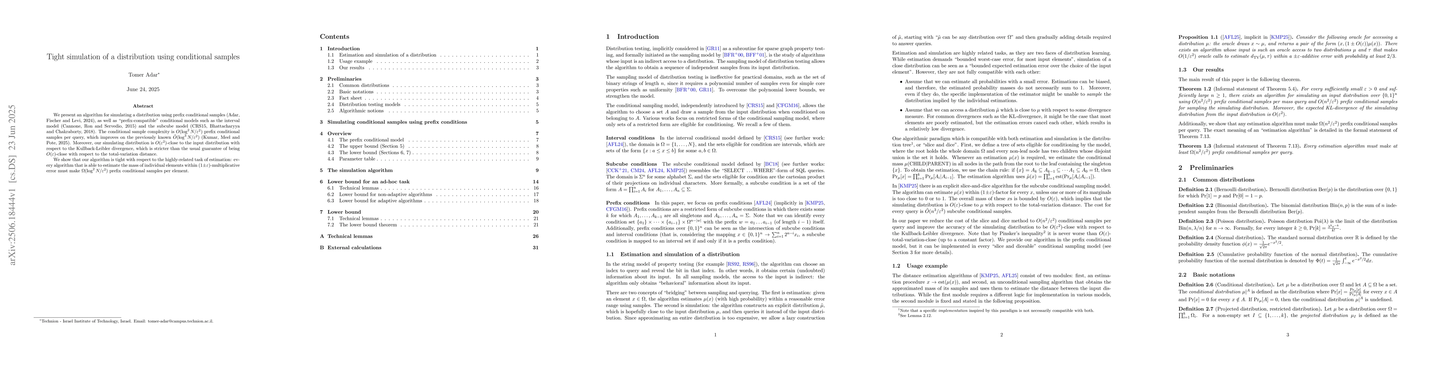 Thumbnail for Tight simulation of a distribution using conditional samples