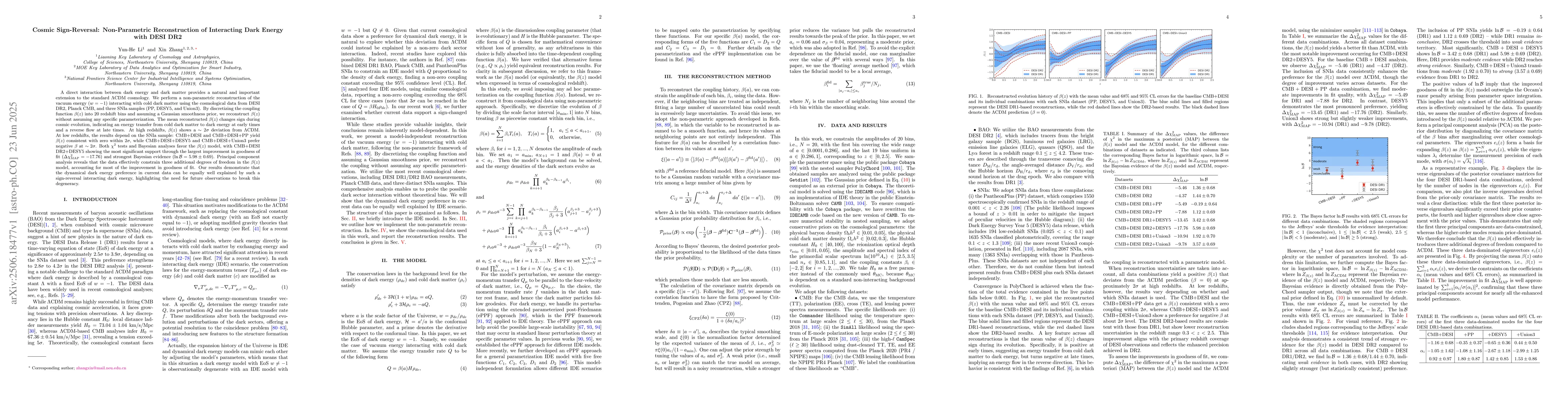 Thumbnail for Cosmic Sign-Reversal: Non-Parametric Reconstruction of Interacting Dark
  Energy with DESI DR2