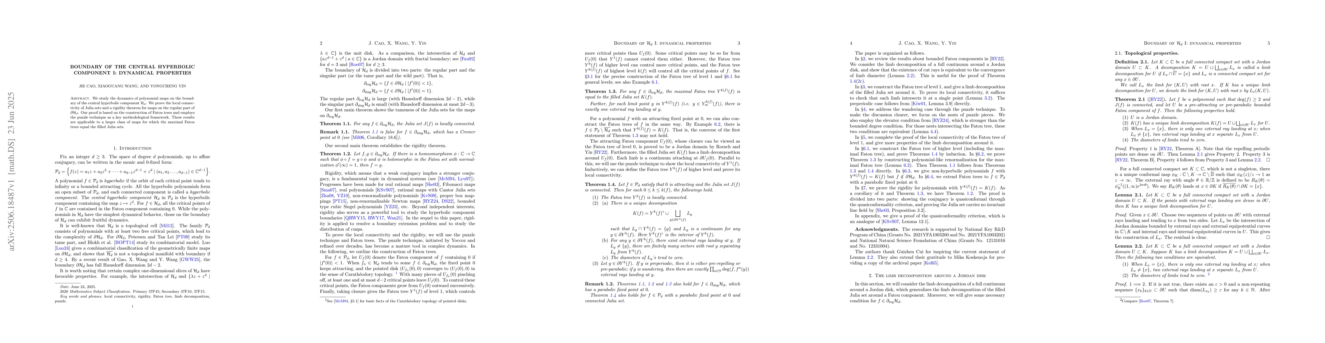 Thumbnail for Boundary of the central hyperbolic component I: dynamical properties