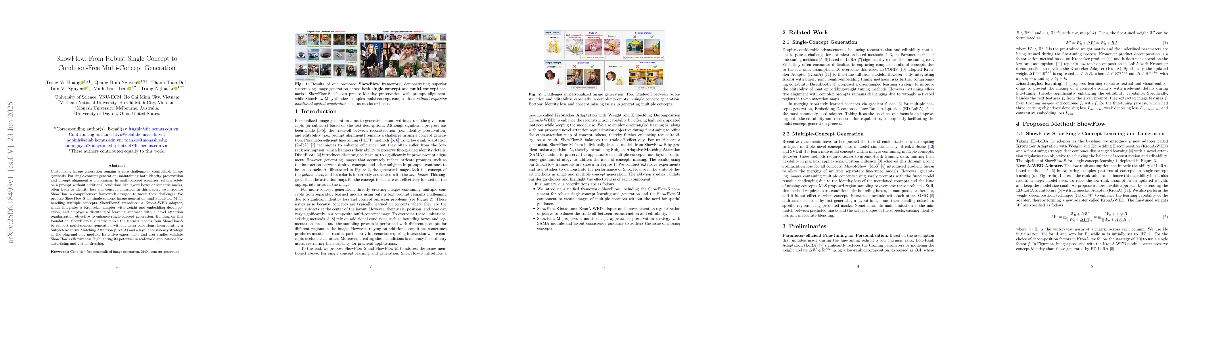 Thumbnail for ShowFlow: From Robust Single Concept to Condition-Free Multi-Concept
  Generation