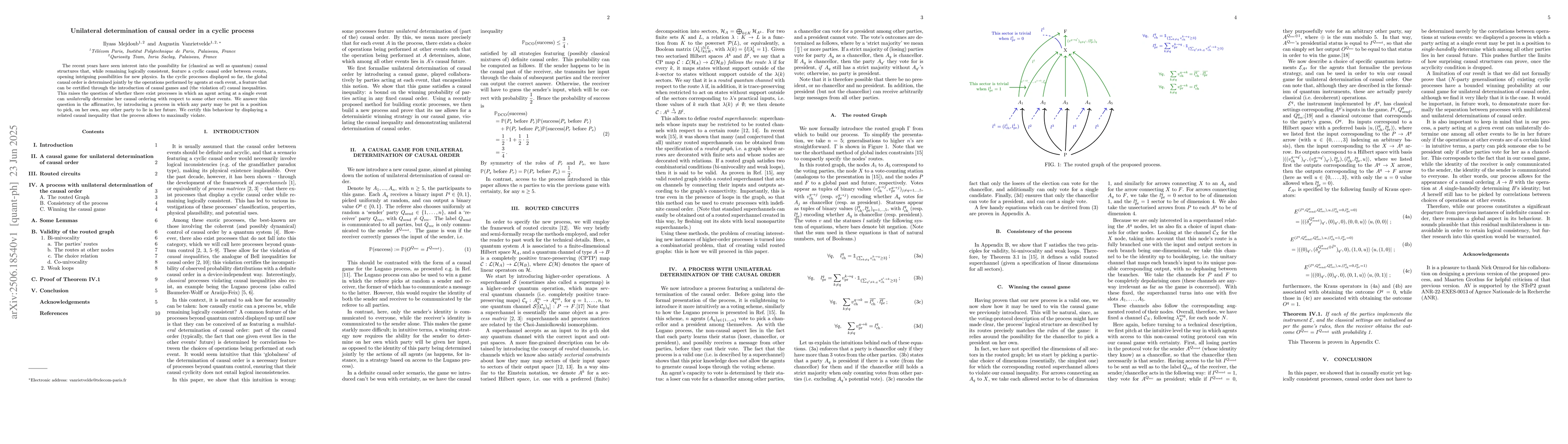 Thumbnail for Unilateral determination of causal order in a cyclic process