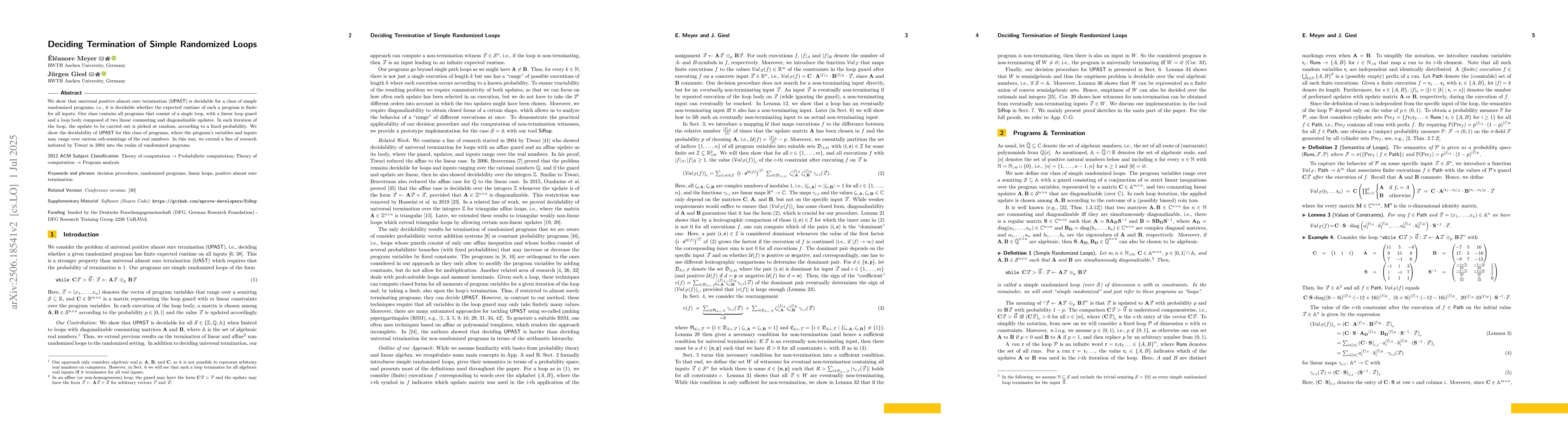 Thumbnail for Deciding Termination of Simple Randomized Loops