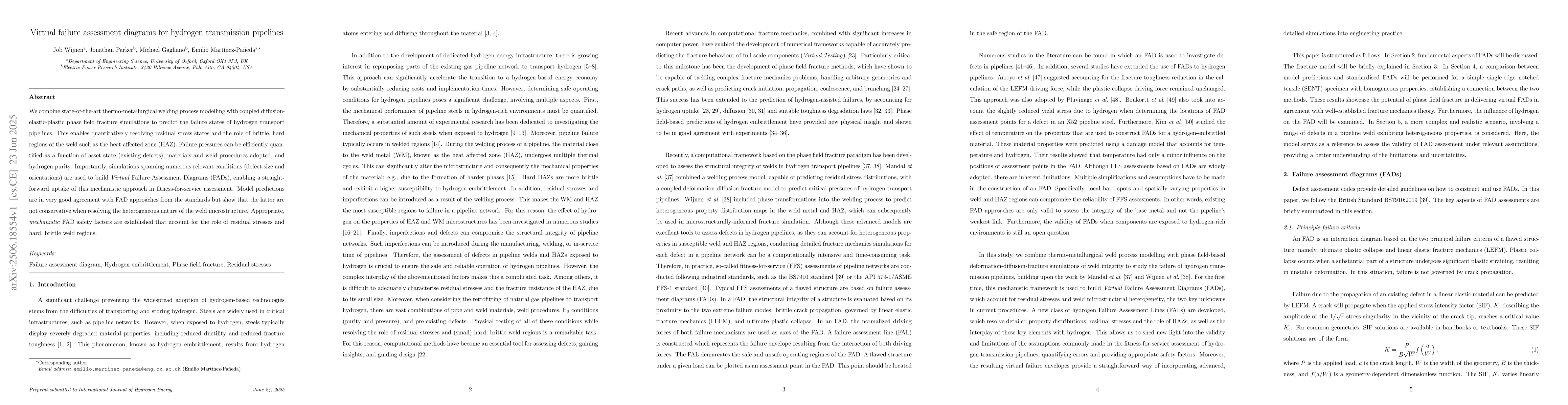 Thumbnail for Virtual failure assessment diagrams for hydrogen transmission pipelines