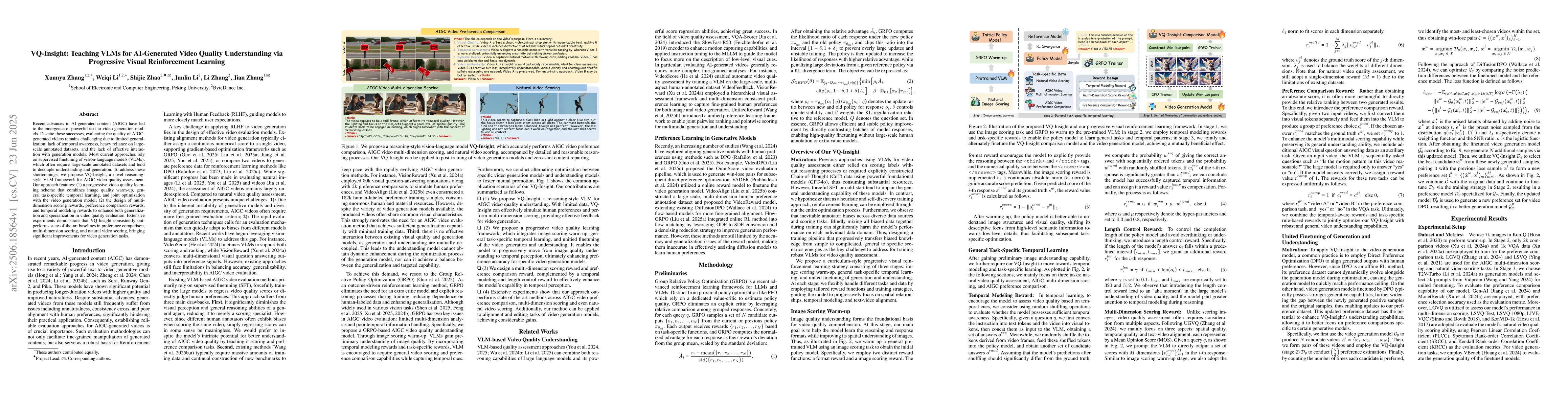 Thumbnail for VQ-Insight: Teaching VLMs for AI-Generated Video Quality Understanding
  via Progressive Visual Reinforcement Learning