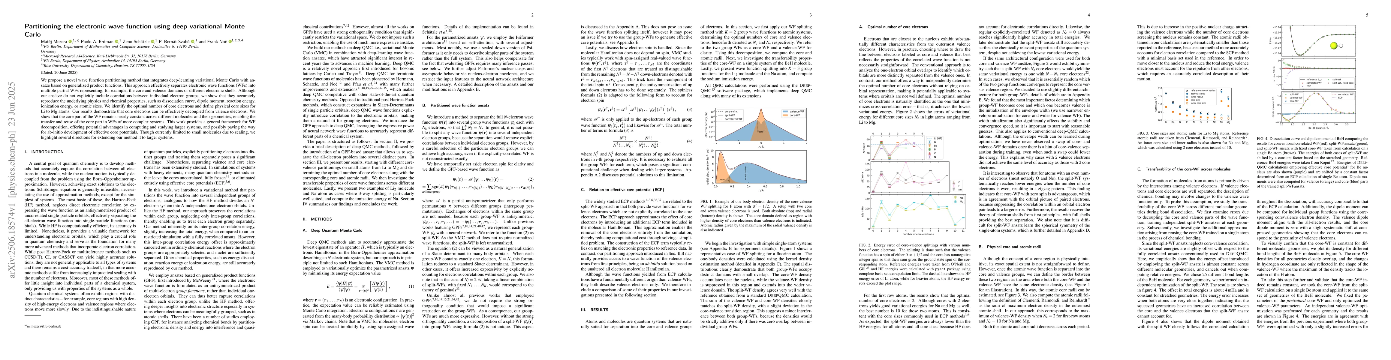 Thumbnail for Partitioning the electronic wave function using deep variational Monte
  Carlo
