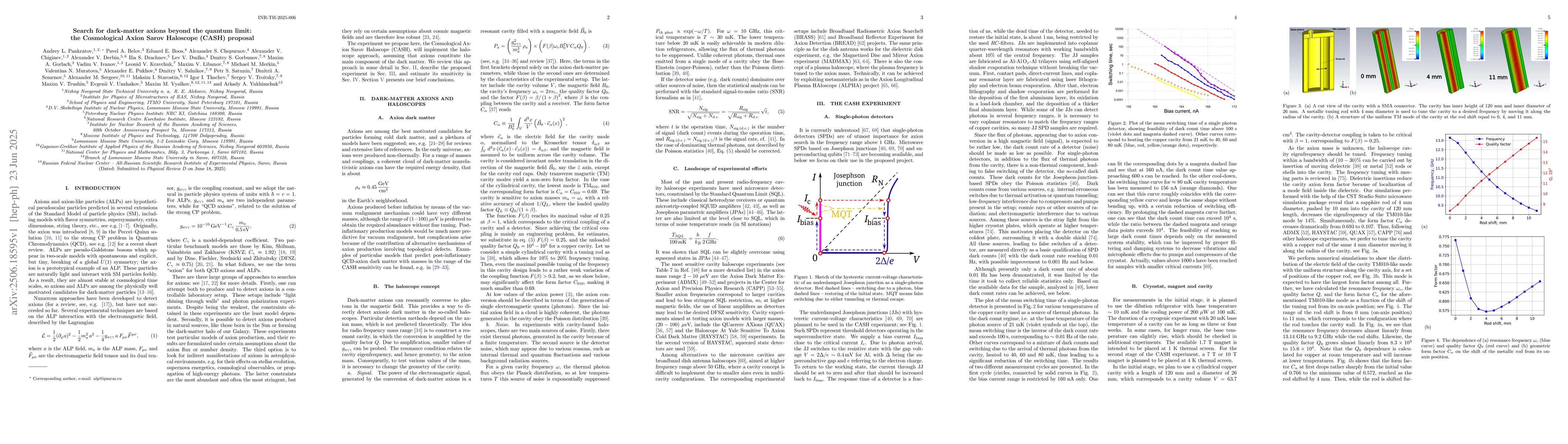 Thumbnail for Search for dark-matter axions beyond the quantum limit: the Cosmological
  Axion Sarov Haloscope (CASH) proposal