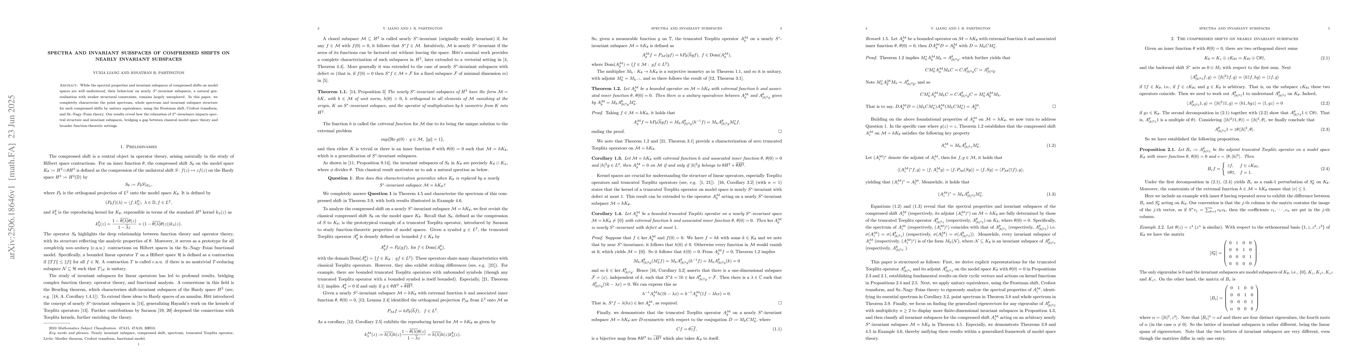 Thumbnail for Spectra and invariant subspaces of compressed shifts on nearly invariant
  subspaces